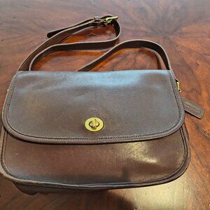 Vintage Coach Purse Saddlebag Crossbody, Brown Leather